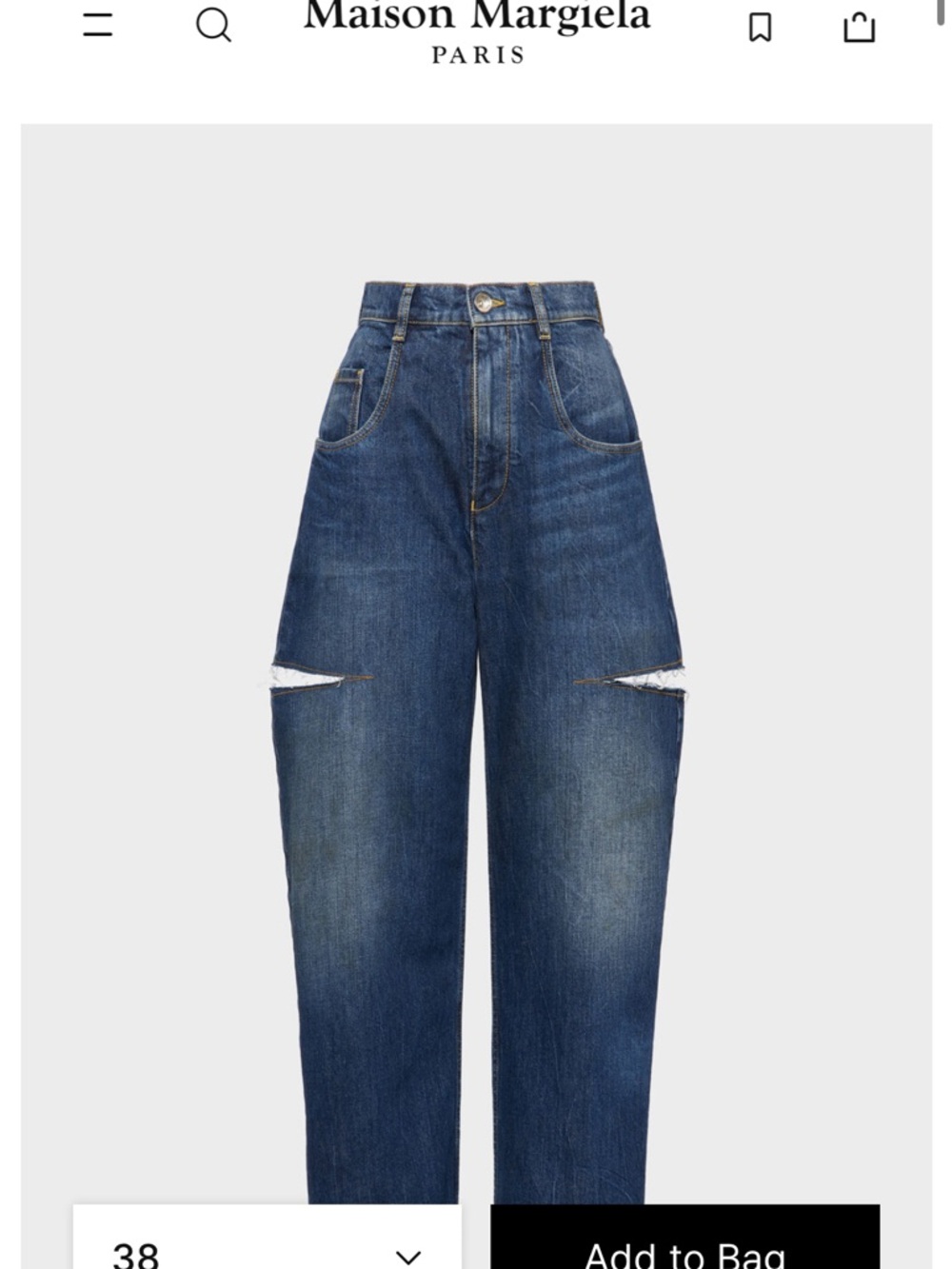 Maison Martin Margiela Women's High-Rise Distressed Dark Blue Jeans